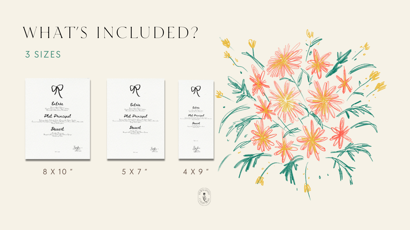 Bow Collection: Let's Eat, Cursive Writing | Editable Template (Canva)