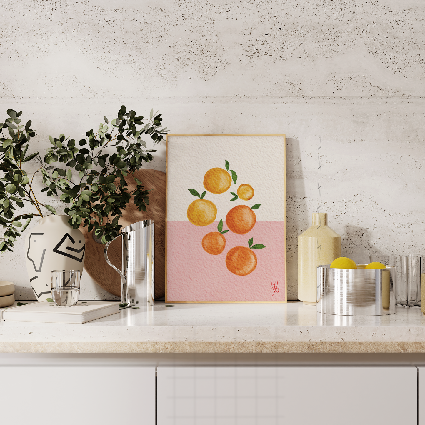 The Pink Citrus Print - Refreshing Summer Fruits Wall Art Decor | Modern Kitchen Poster