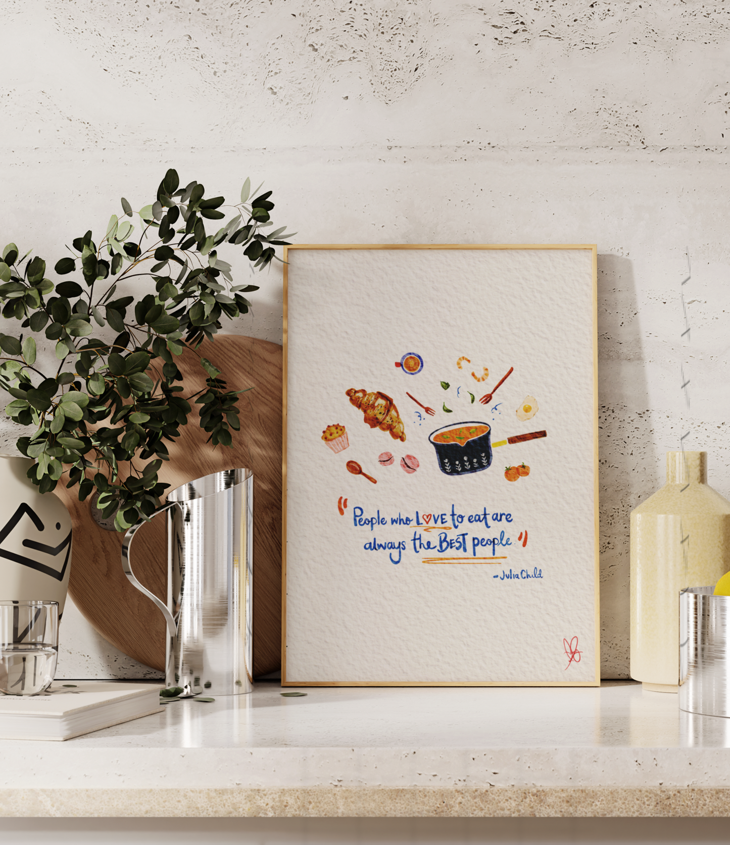 Food Lovers' Delight. People Who Love to Eat are the Best People!Vibrant Summer Kitchen Print: Delightful Watercolor Artwork for Wall Decor and Wall Art. Perfect Digital Print for Your Home. Shop Now!