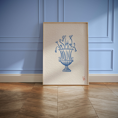 Vintage Blue Vase | Digital Poster Wall Art Decor