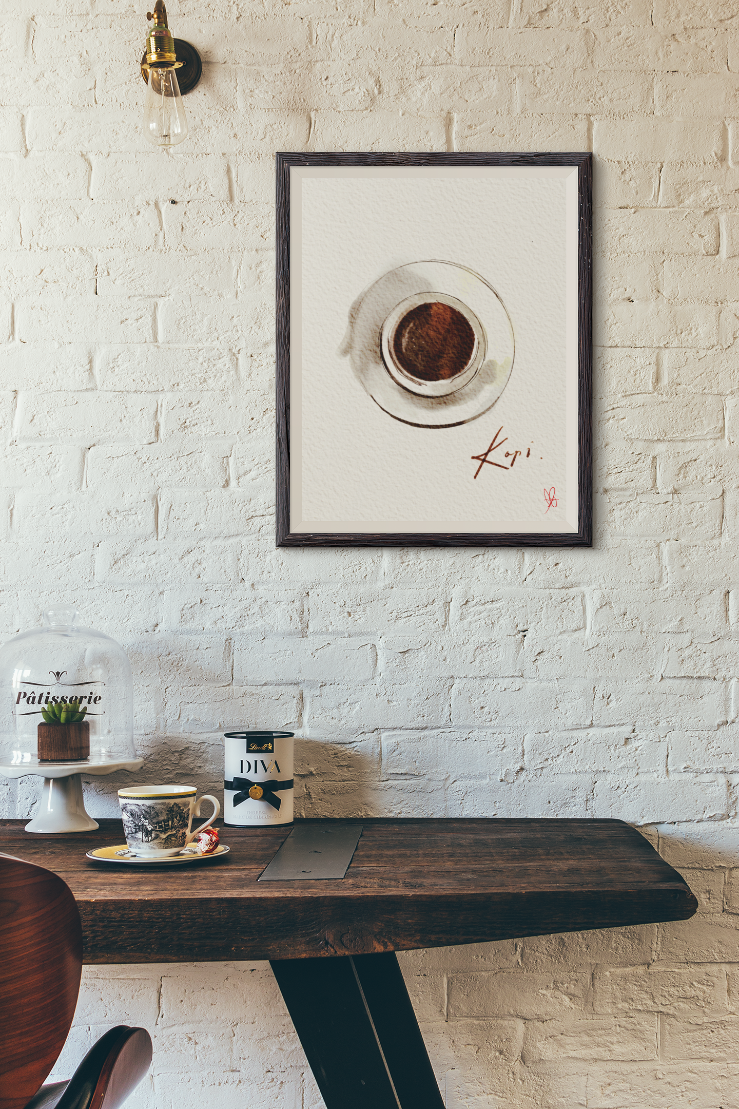 Cup of Kopi Print - Minimalist Espresso Coffee Art Wall Decor | Coffee Lovers